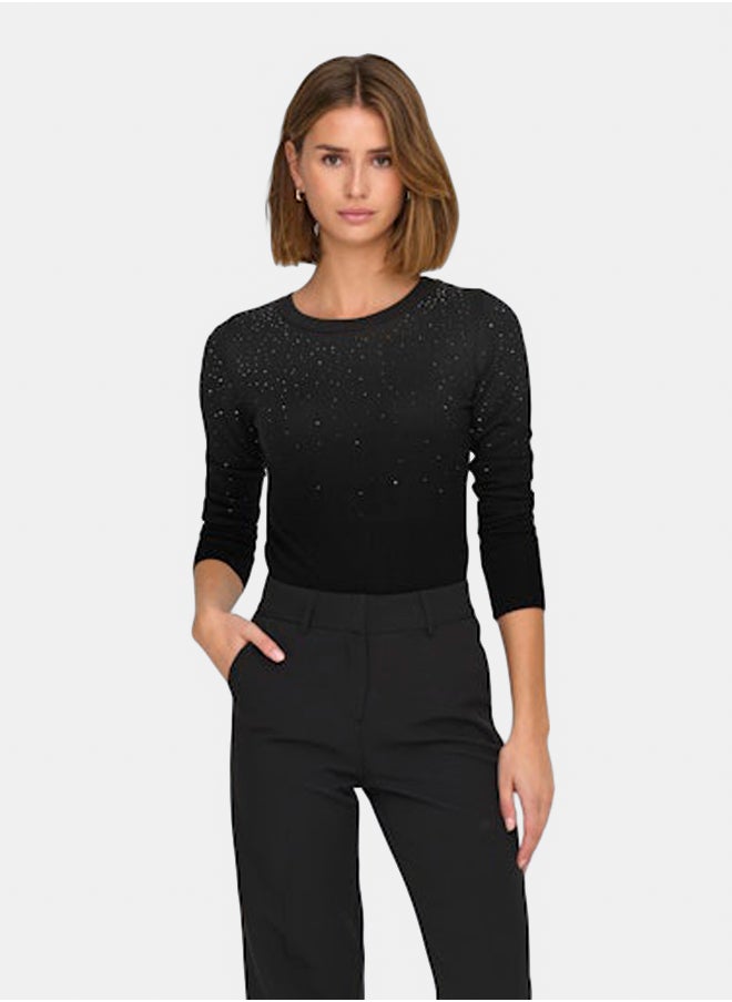 ONLY Onlsolita Ls Stone Detail O-Neck Ex Knt  - Image 3
