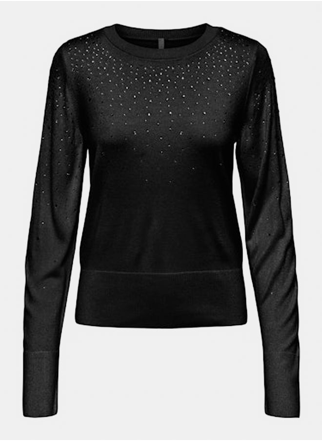 ONLY Onlsolita Ls Stone Detail O-Neck Ex Knt  - Image 5