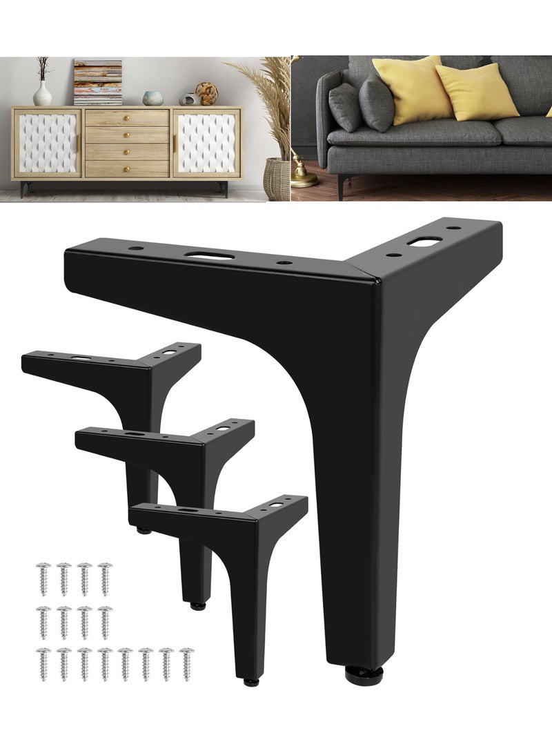 ارجل اثاث معدنية 15 سم من  - مجموعة من 4 اقدام مثلثة من الحديد الماسي الحديث، اسود، للاريكة والخزانة والكرسي والسرير وغيرها - Image 1