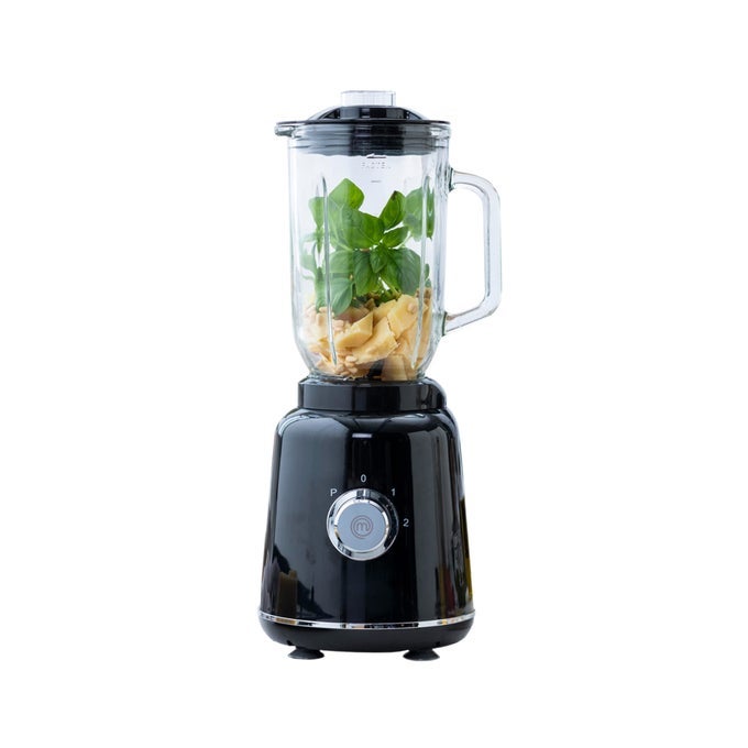 GLASS BLENDER FOR SHAKES AND SMOOTHIES MILKSHAKE MAKER FROZEN DRINK MARGARITA MACHINE FOR FRUIT JUICE WITH ICE SOUP SAUCES FOOD PUREE ETC STAINLESS STEEL BLADES 33OZ 400W BLACK