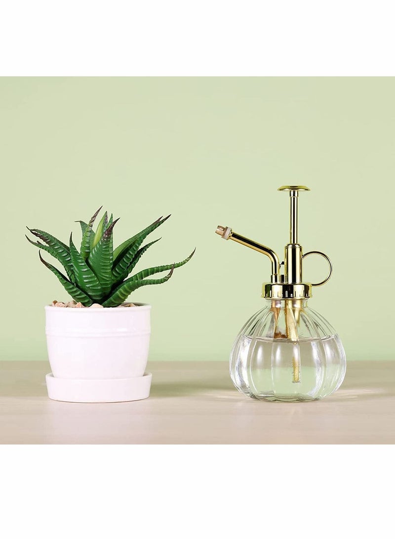 SYOSI زجاجة رش نبات زجاجية، 6.3 بوصة زجاجية شفافة لرش الماء مع مضخة رأس ذهبية، علبة سقي صغيرة، جهاز رش نبات صغير للنباتات المنزلية والخارجية (شفافة + ذهبية) - Image 3