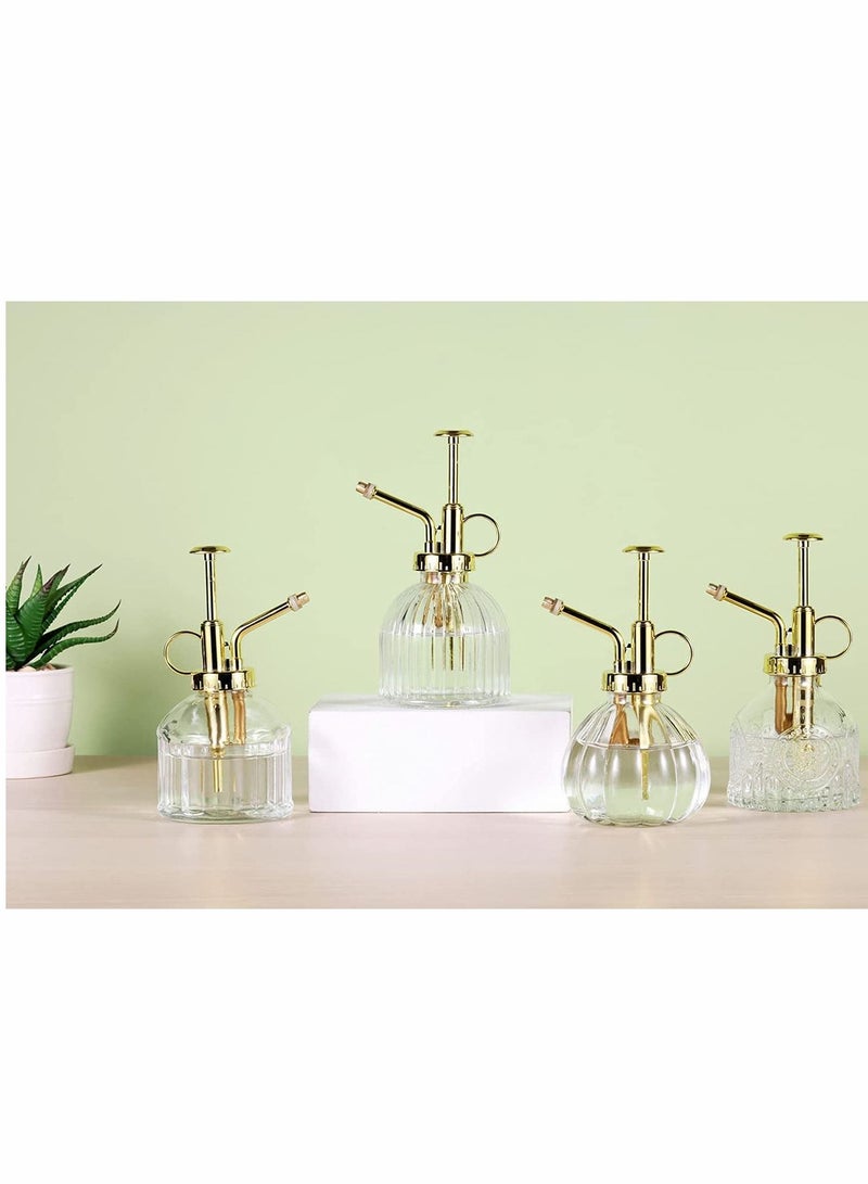 SYOSI زجاجة رش نبات زجاجية، 6.3 بوصة زجاجية شفافة لرش الماء مع مضخة رأس ذهبية، علبة سقي صغيرة، جهاز رش نبات صغير للنباتات المنزلية والخارجية (شفافة + ذهبية) - Image 4