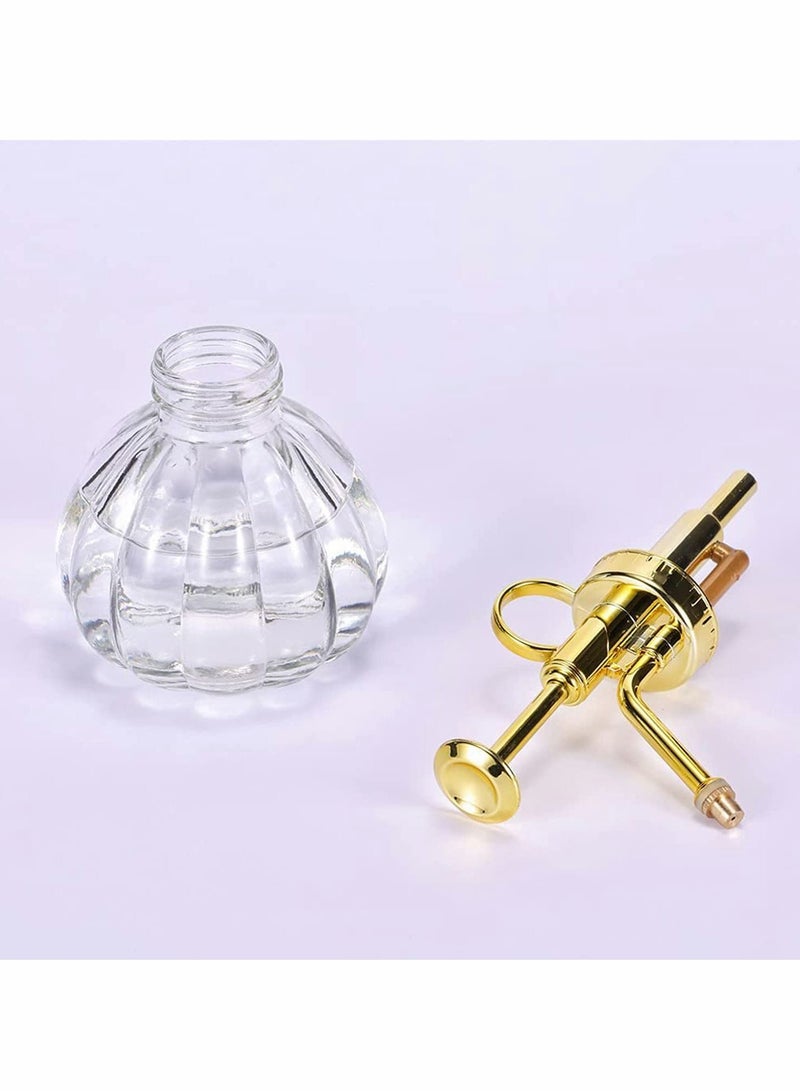 SYOSI زجاجة رش نبات زجاجية، 6.3 بوصة زجاجية شفافة لرش الماء مع مضخة رأس ذهبية، علبة سقي صغيرة، جهاز رش نبات صغير للنباتات المنزلية والخارجية (شفافة + ذهبية) - Image 5