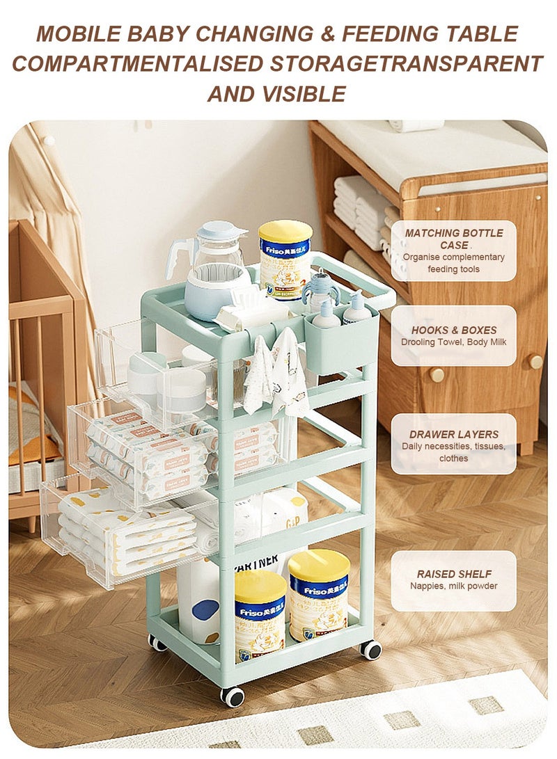 YEYA Multifunctional Baby Trolley Storage Shelf For Supplies - Image 4