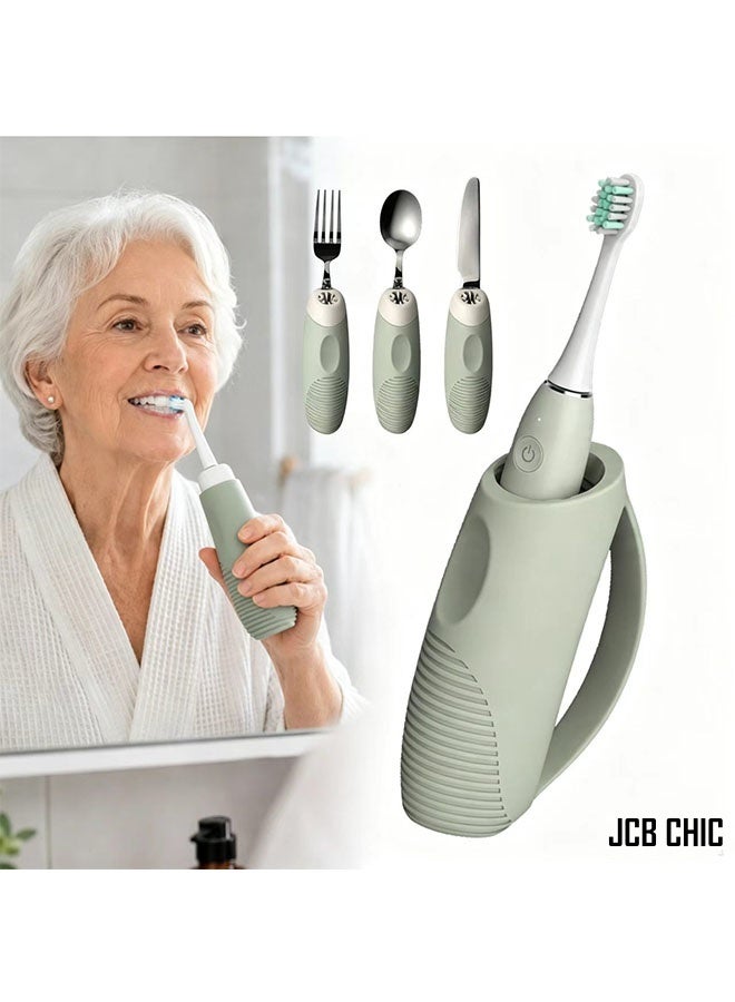JCB CHIC Ergonomic Adaptive Grip Handle, Multi‑Purpose Assist Holder for Utensils & Toothbrushes, Easy Grip Aid for Seniors with Arthritis & Hand Tremors - Image 1