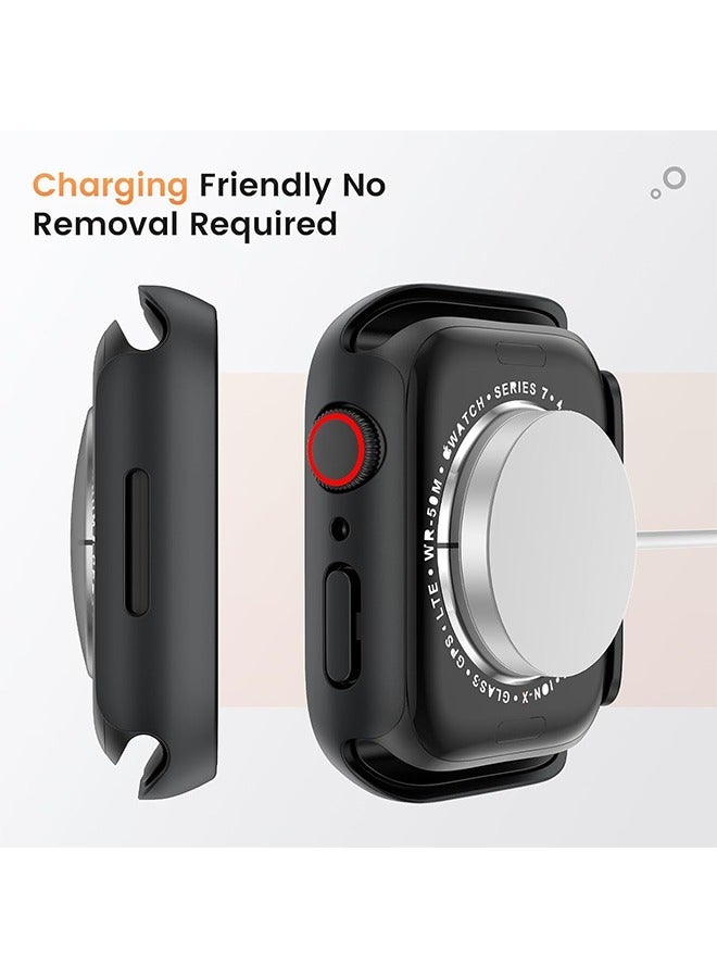 Protective Case Cover with Privacy Screen Protector for Apple Watch Series 9 8 7 6 5 4 SE Ultra 45mm, Hard PC Bumper Tempered Glass Waterproof Cover for iWatch Accessories, Black - Image 5