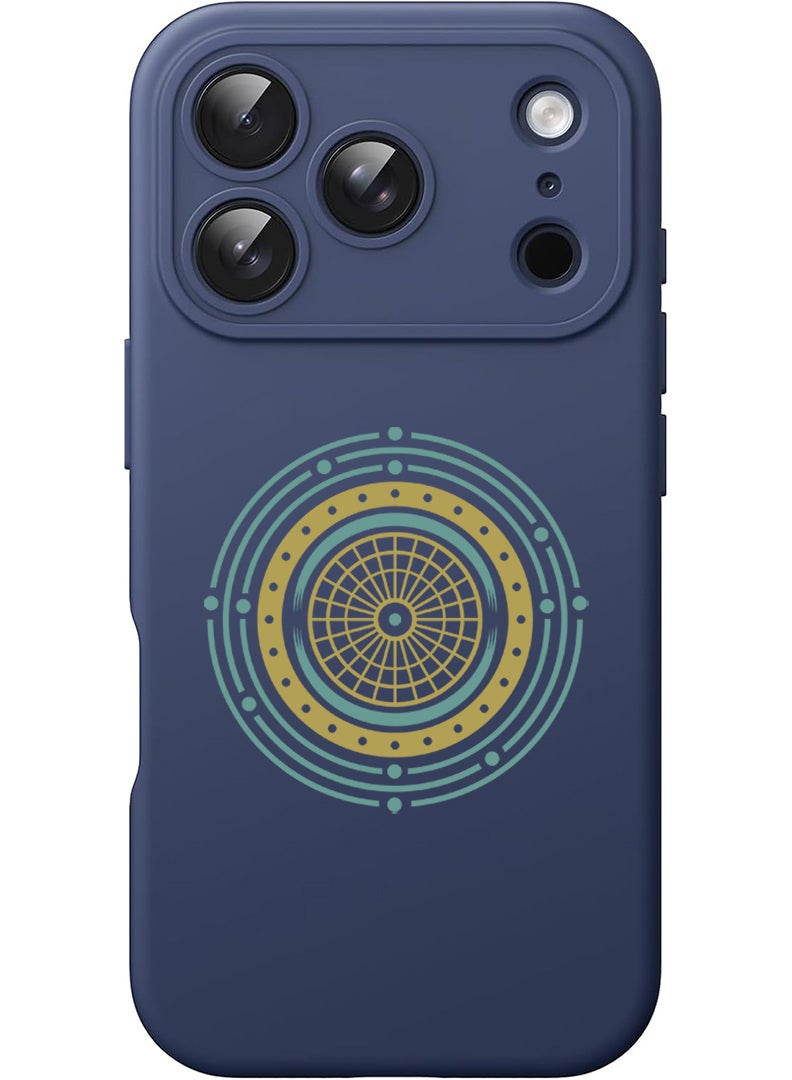 Theodor Protective Slim Fit Case Liquid Silicone Cover with Full Body Protection Anti-Scratch Shockproof Case For Apple iPhone 17 Pro Max (Blue) Mandala 2 - Image 1