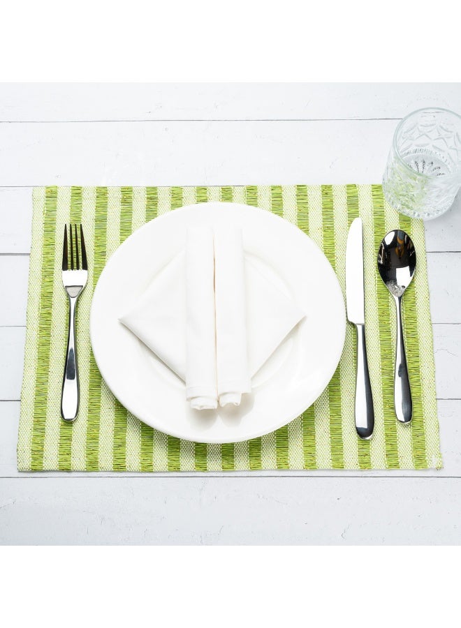 Restaurantware 16 x 12 Inch Dining Table Placemats, Set Of 6 Rectangle Kitchen Table Mats - Pink Stripes, Easy To Clean, Green Plastic Striped Placemats, Wipeable, Durable - Image 3