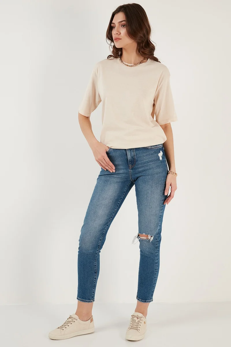 Lela Cotton Oversize Crew Neck T Shirt Women's T Shirt 5864562
