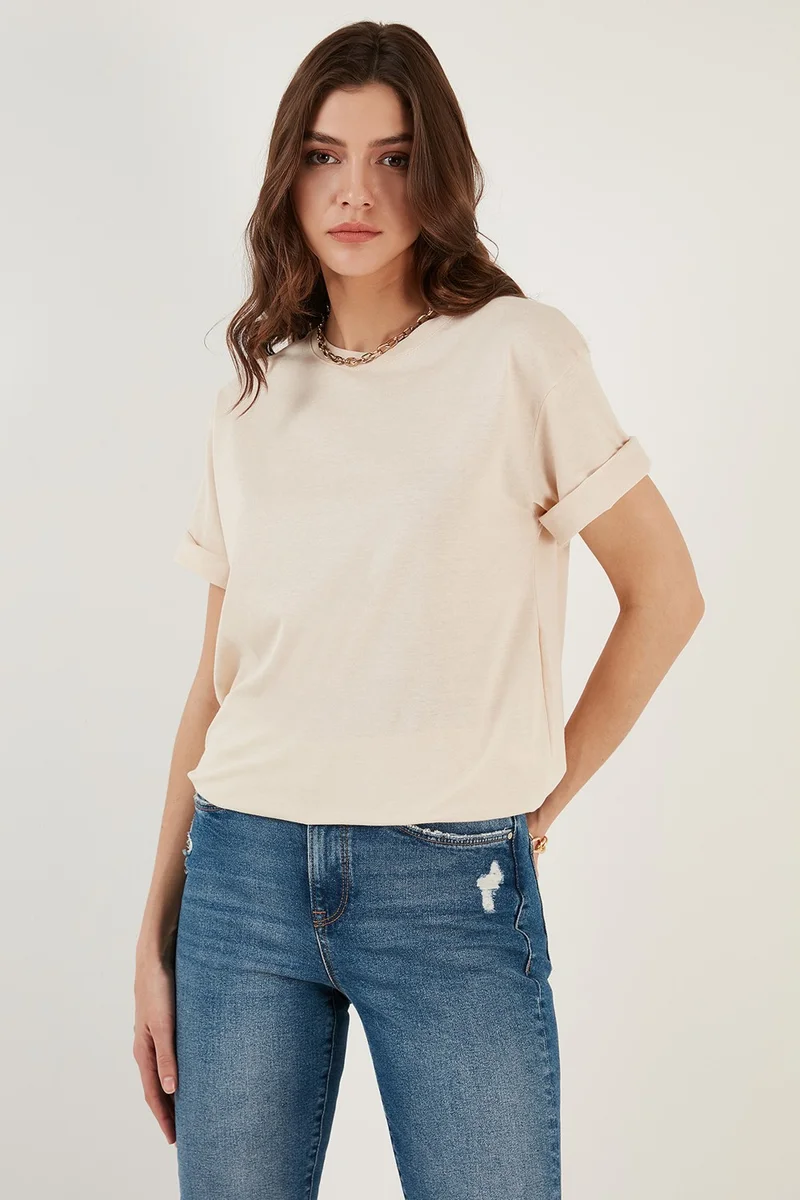 Lela Cotton Oversize Crew Neck T Shirt Women's T Shirt 5864562