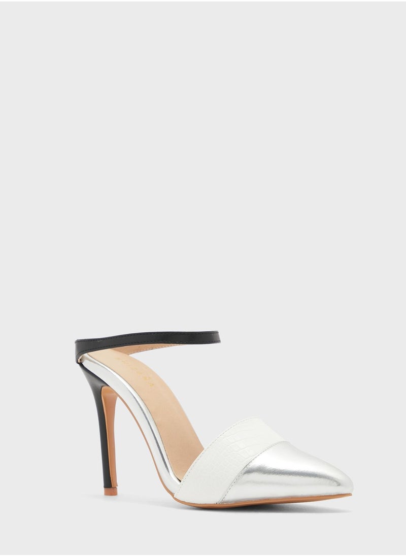 Khizana - Croc Effect Slip On Pointed Pump - Image 1