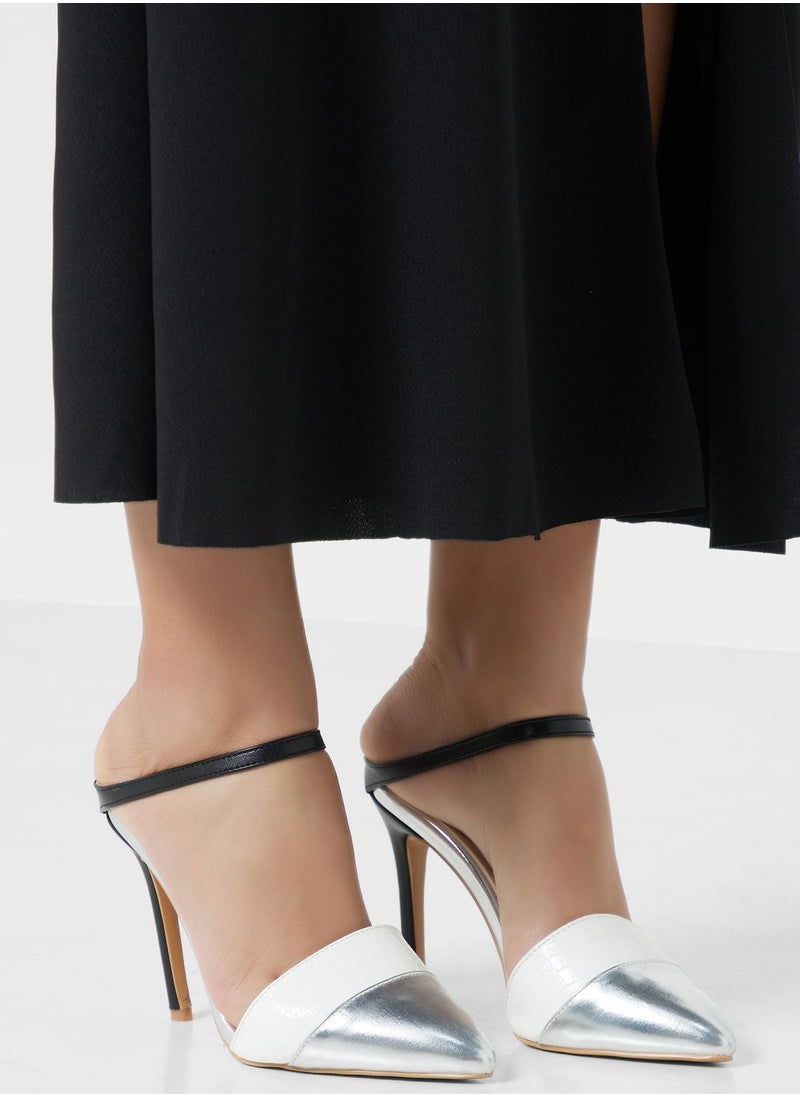 Khizana - Croc Effect Slip On Pointed Pump - Image 1