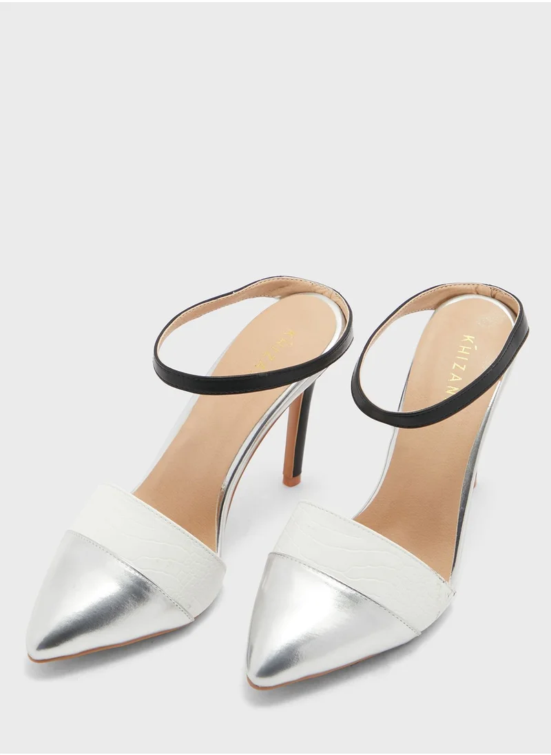 Khizana Croc Effect Slip On Pointed Pump
