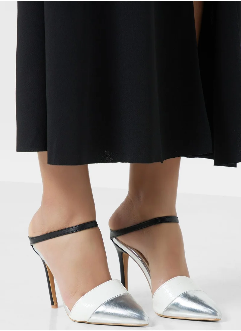 Khizana Croc Effect Slip On Pointed Pump