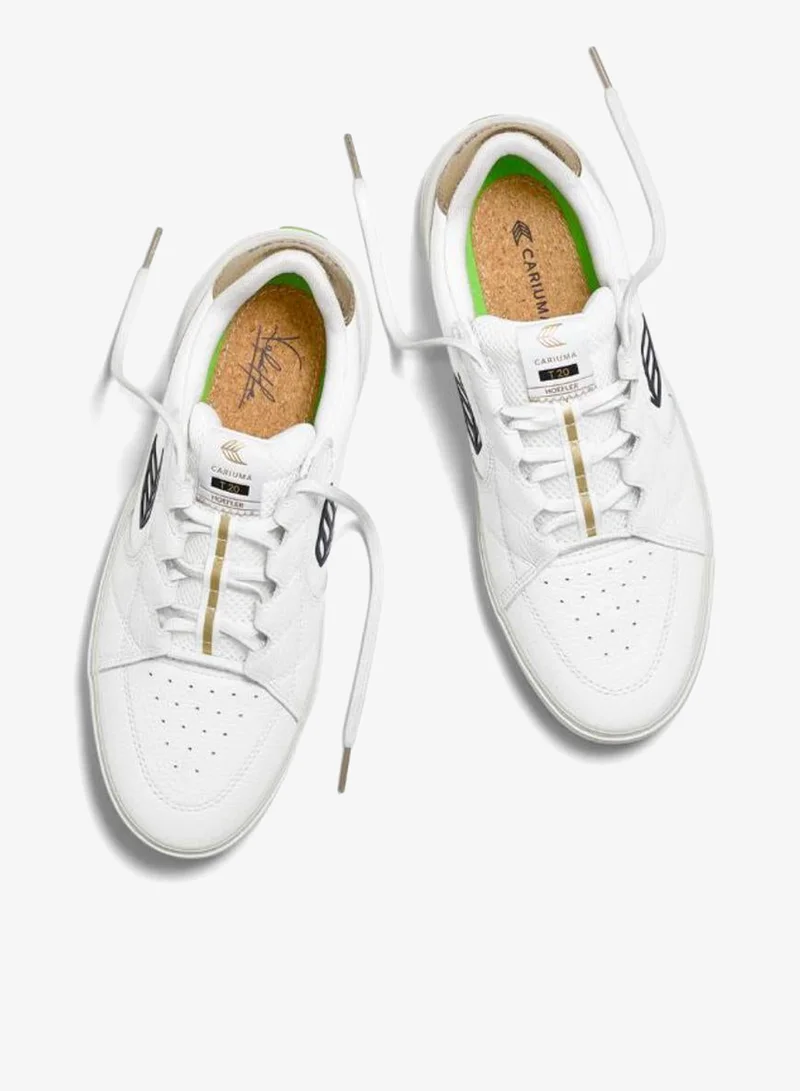 Cariuma  T20 PRO Hoefler 2024 White Premium Leather and Mesh Black Logo Gold Sneaker  | Best Price UAE