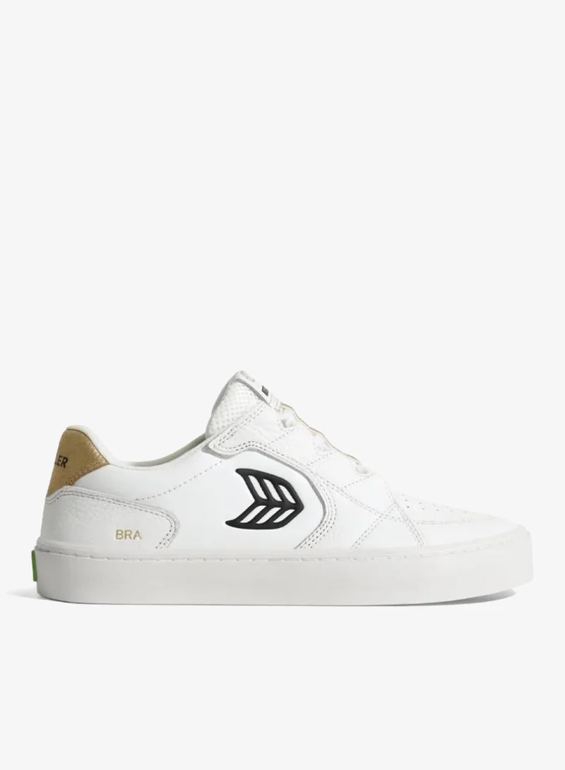 كاريوما T20 PRO Hoefler 2024 White Premium Leather and Mesh Black Logo Gold Sneaker
