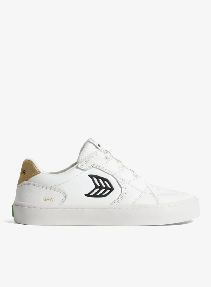 كاريوما T20 PRO Hoefler 2024 White Premium Leather and Mesh Black Logo Gold Sneaker