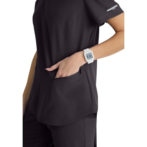 Barco Skechers by Barco Vitality Electra Classic Fit Scrub Top for Women – Pewter, 3-Pocket Classic V-Neck Top w/ 4-Way Stretch – Moisture Wicking, Quick-Shed, Anti-Static – Small, Regular Fit - Image 5