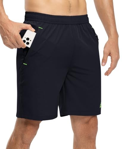 TBMPOY Men's 7" Hiking Running Shorts with Pockets Athletic Outdoor Sports Gym Workout Short Zipper Pockets Navy L - Image 3