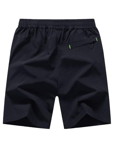 TBMPOY Men's 7" Hiking Running Shorts with Pockets Athletic Outdoor Sports Gym Workout Short Zipper Pockets Navy L - Image 2