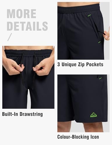 TBMPOY Men's 7" Hiking Running Shorts with Pockets Athletic Outdoor Sports Gym Workout Short Zipper Pockets Navy L - Image 4
