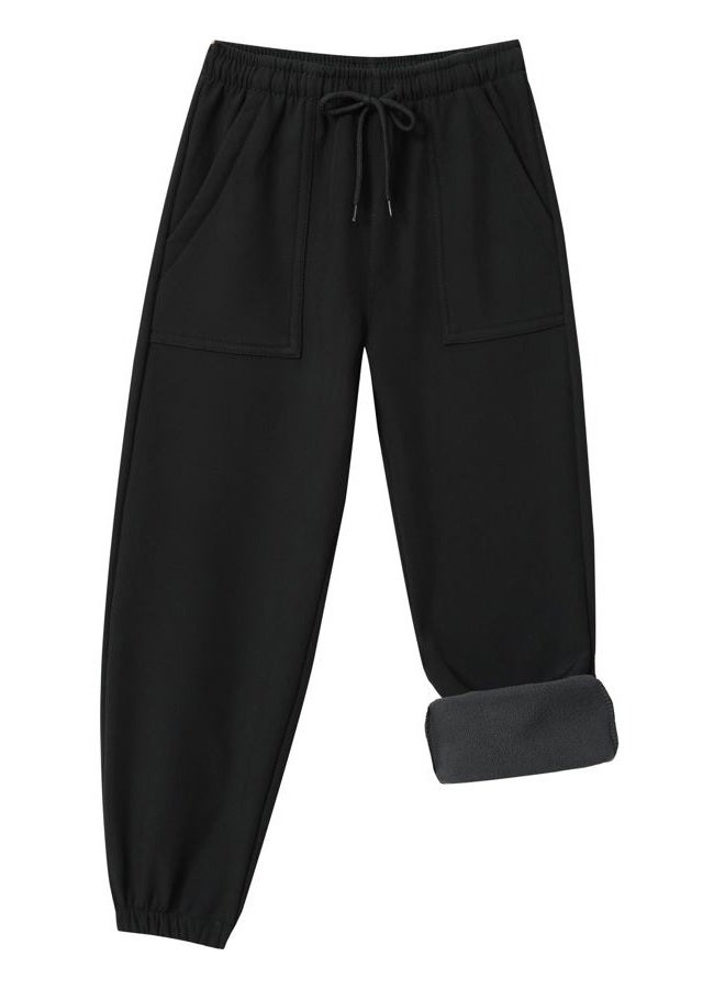 ZooYung Toddler Fleece Lined Warm Snow Hiking Pants Baby Boys Girls Winter Ski Sweatpants Kids Running Joggers(13766Black2T) - Image 1