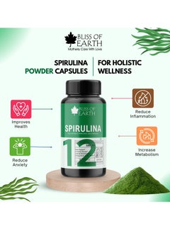 BLISS OF EARTH Organic Spirulina Powder Capsules and Testo Surge Supplement Capsules Green Superfood For Energy Stamina and Detox (Pack of 2)  - Image 2