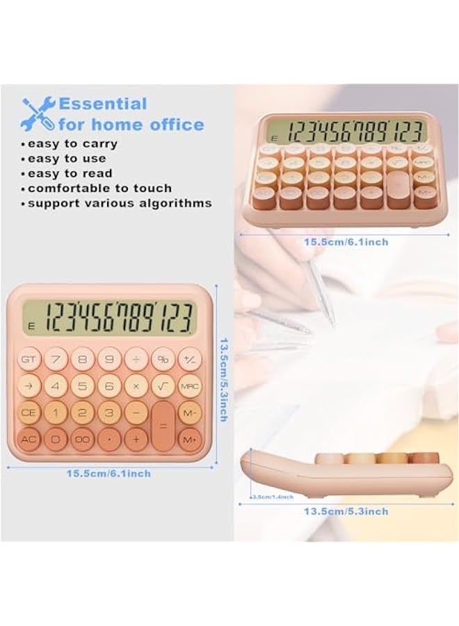 Generic Gradient Pink 12-Digit Large LCD Mechanical Office Calculator with Decklit Battery, Easy Press ons, Tilted Screen, Ideal for Kids and Desktop Use  - Image 2