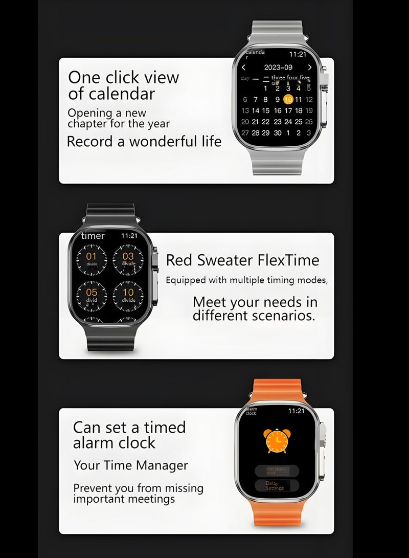 Smart Watch T500ULTRA，Business Smartwatch，Waterproof Fitness Watch，Bluetooth Calling，Compatible with Androd and IOS，IPS Display，Heart Rate Moitoring，Black - Image 4