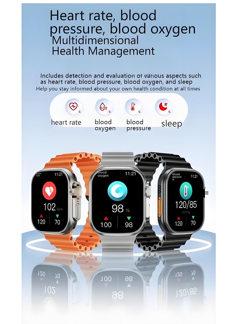 Smart Watch T500ULTRA，Business Smartwatch，Waterproof Fitness Watch，Bluetooth Calling，Compatible with Androd and IOS，IPS Display，Heart Rate Moitoring，Black - Image 2