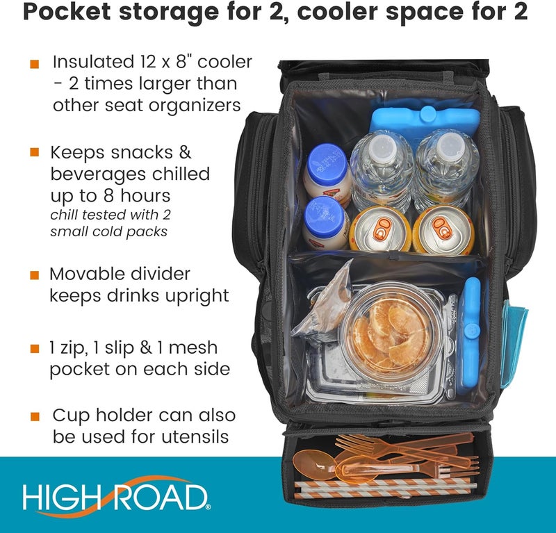 High Road CarHop Car Seat Organizer with Cooler and Cup Holder for Kids and Adults - Image 4