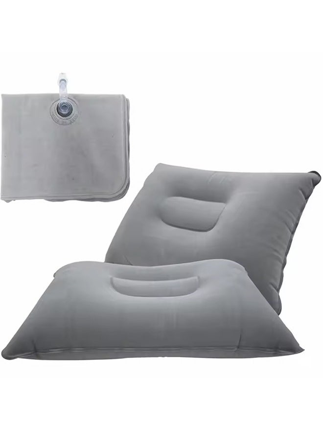 Generic Camping Travel Pillow Squared Flocked Fabric Air Pillow Portable Compact Air Pillow Flocked Fabric Backpacking Pillow  - Image 1