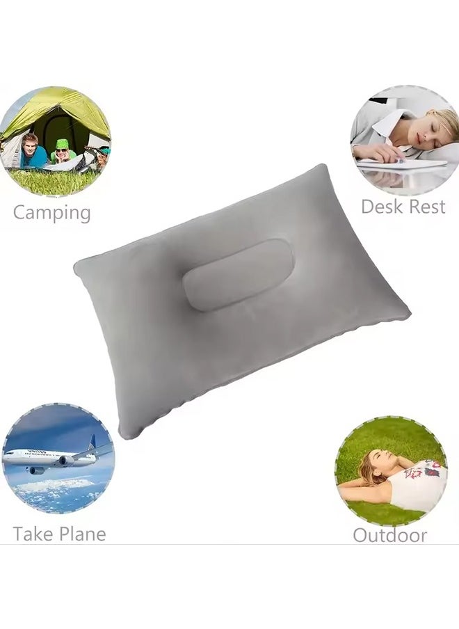 Generic Camping Travel Pillow Squared Flocked Fabric Air Pillow Portable Compact Air Pillow Flocked Fabric Backpacking Pillow  - Image 3