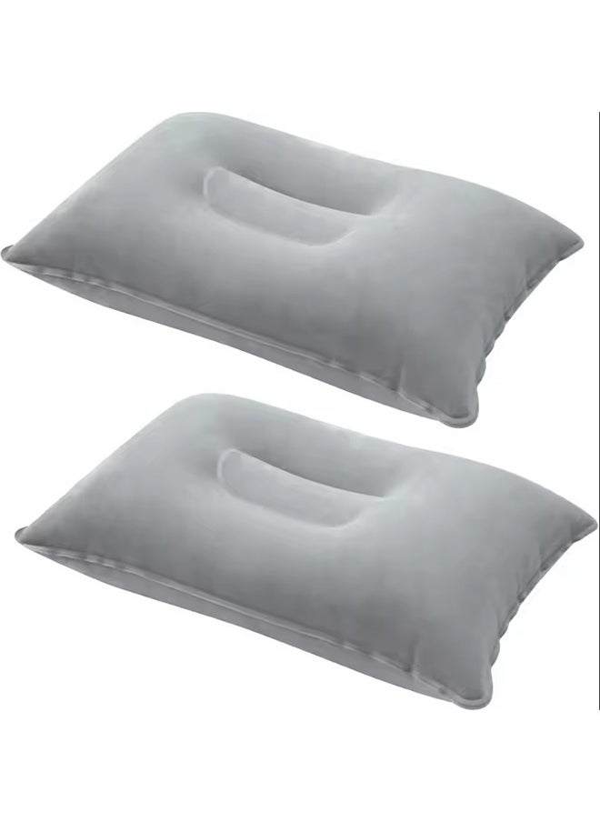 Generic Camping Travel Pillow Squared Flocked Fabric Air Pillow Portable Compact Air Pillow Flocked Fabric Backpacking Pillow  - Image 5