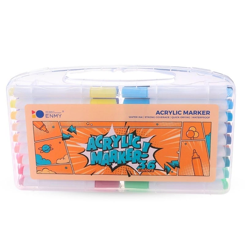 Tinker Squad طقم أقلام تلوين أكريليك 36 قطعة للرسم | أقلام تلوين أكريليك مائية | أقلام فرشاة أكريليك للرسم | أقلام فنية للرسم | مستلزمات فنية - Image 1