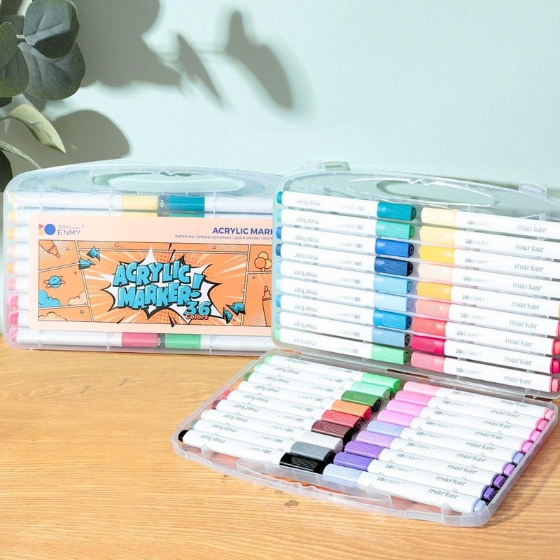 Tinker Squad طقم أقلام تلوين أكريليك 36 قطعة للرسم | أقلام تلوين أكريليك مائية | أقلام فرشاة أكريليك للرسم | أقلام فنية للرسم | مستلزمات فنية - Image 2