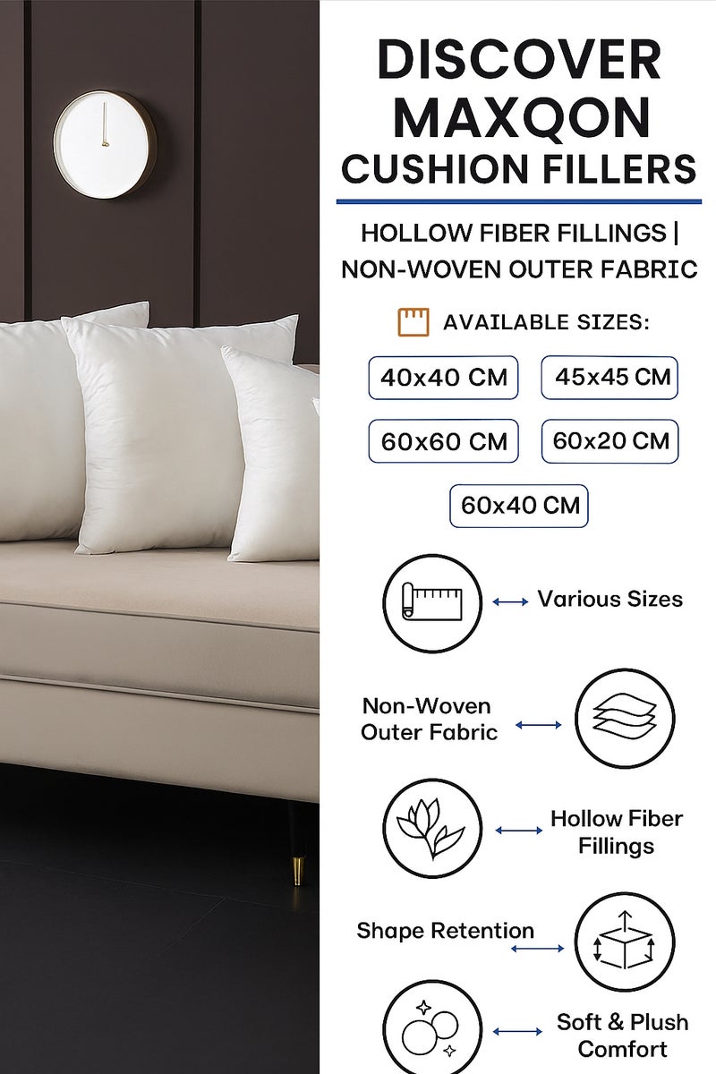 MAXQON 1-Piece Cushion Filler 50x50 cm – Hollow Fiber Filling Cushion Insert with Non-Woven Outer Fabric - Image 4