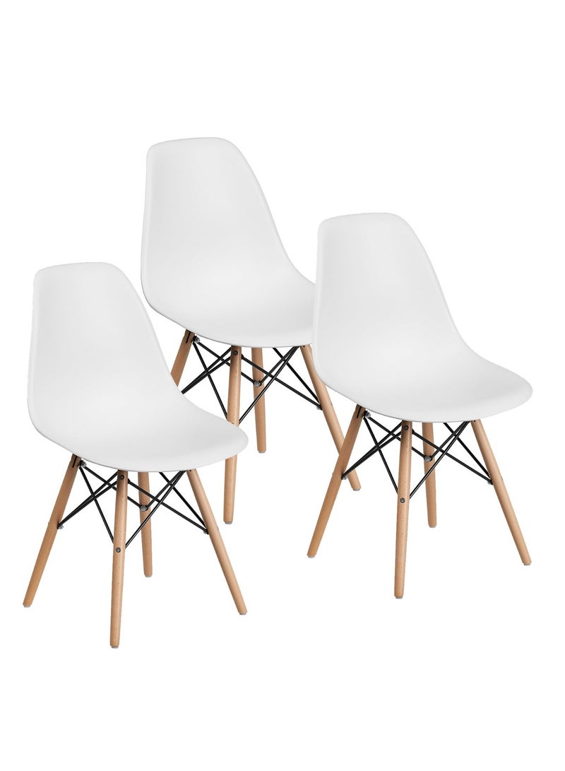 Mahmayi Ultimate Eames Style DSW Plastic Dining Chair - White (Pack of 3) - Image 1