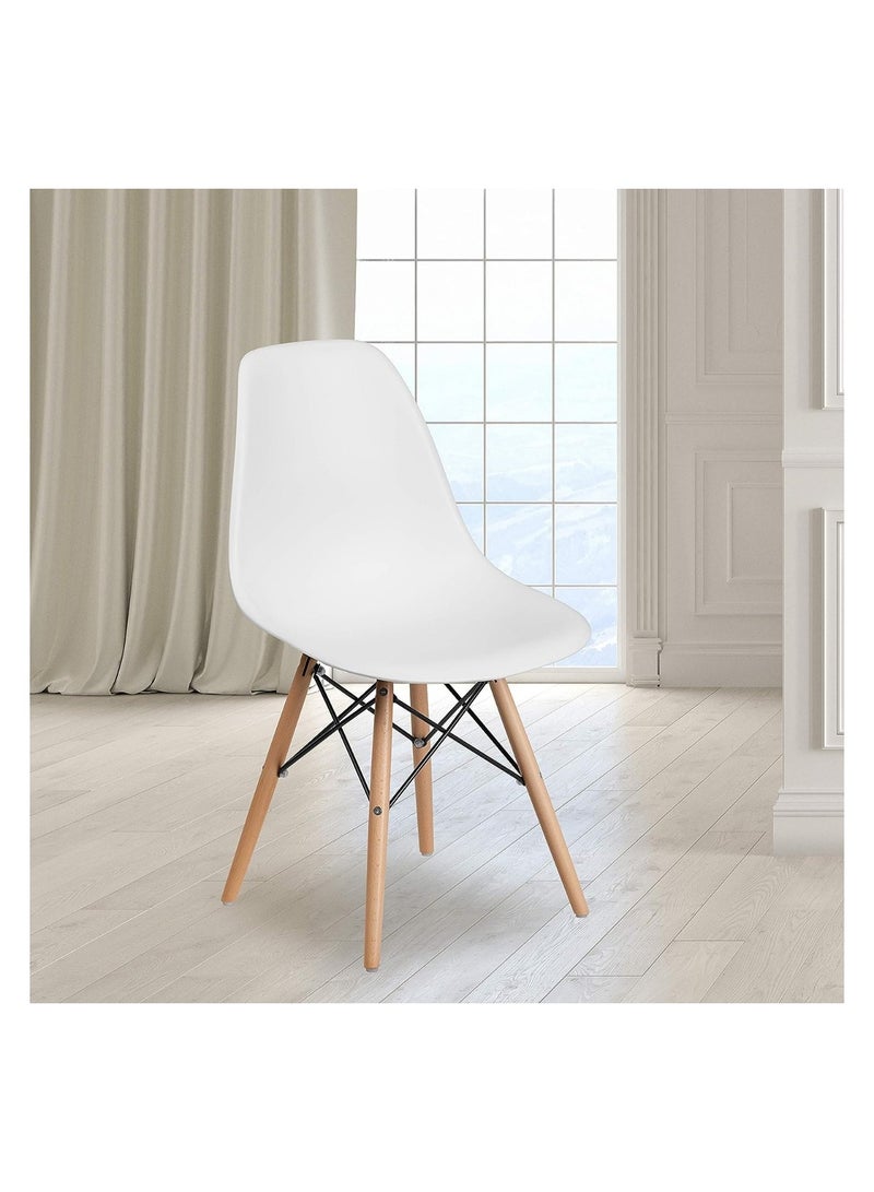 Mahmayi Ultimate Eames Style DSW Plastic Dining Chair - White (Pack of 3) - Image 2