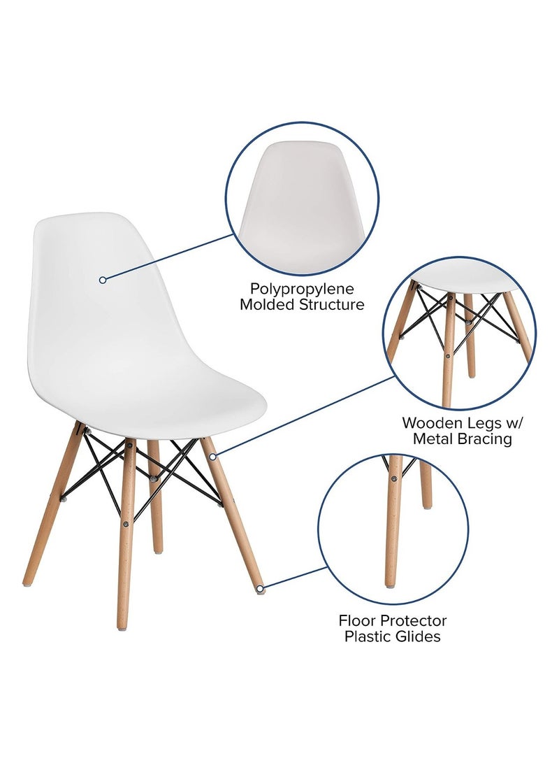 Mahmayi Ultimate Eames Style DSW Plastic Dining Chair - White (Pack of 3) - Image 3