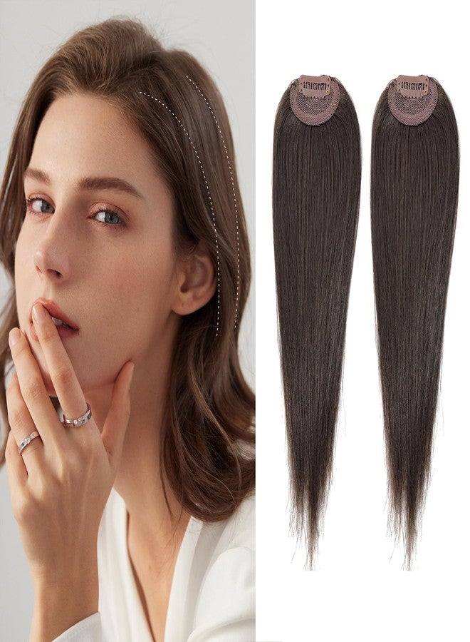 Dsoar Clip in Hair Bangs 2PCS Real Human Hair 12 inch Clip on Hairpieces Adding Extra Hair Volume Silky Straight Hair Extensions for for Women, 4# - Image 1