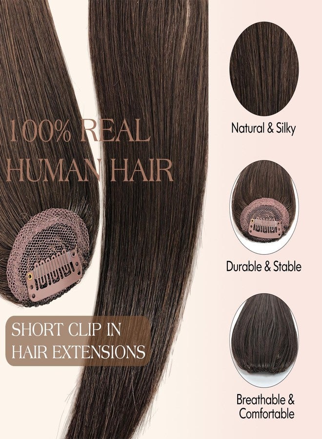 Dsoar Clip in Hair Bangs 2PCS Real Human Hair 12 inch Clip on Hairpieces Adding Extra Hair Volume Silky Straight Hair Extensions for for Women, 4# - Image 3