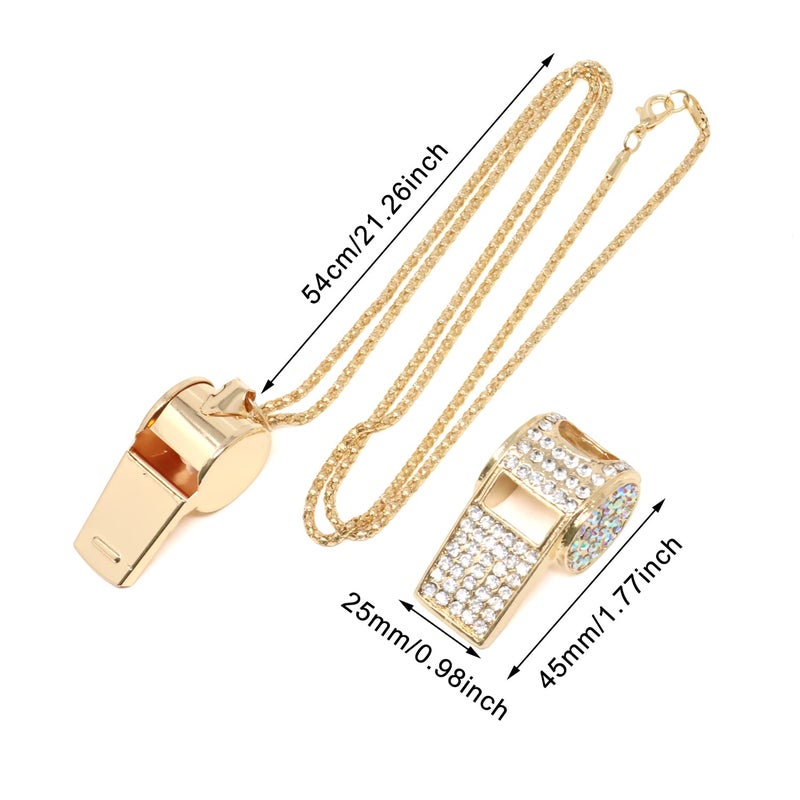 Honbay 1PCS Rhinestone Whistle Long Sweater Chain Gold Plated Whistle with Crystal Cap Pendant Long Sweater Necklace for Women Jewelry Gifts - Image 2