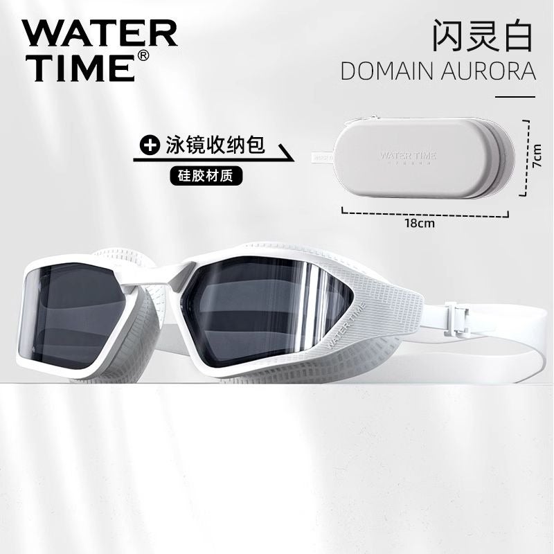 WATERTIME نظارات سباحة واقية من الضباب والماء عالية الوضوح من واترتايم مع قبعة سباحة - مناسبة للرجال والنساء مع دعم العدسات الطبية - Image 1
