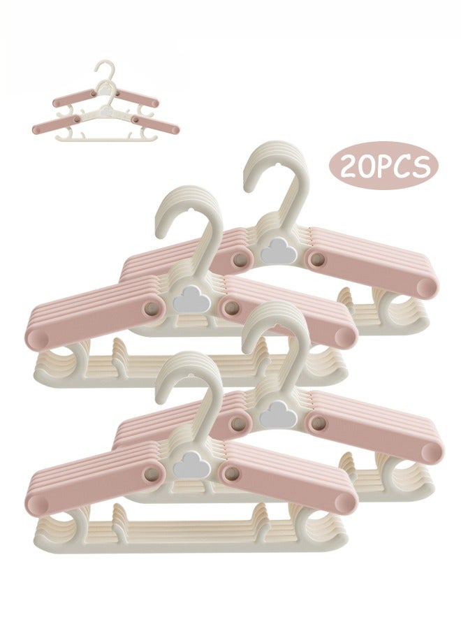 20 Pack Nursery Hangers,Adjustable Kid's Hangers,Non-Slip Hangers,Baby Clothes Hangers,Extendable & Stackable Kids Hangers for Newborn Baby Toddler Kids Child Clothes(Pink) - Image 1