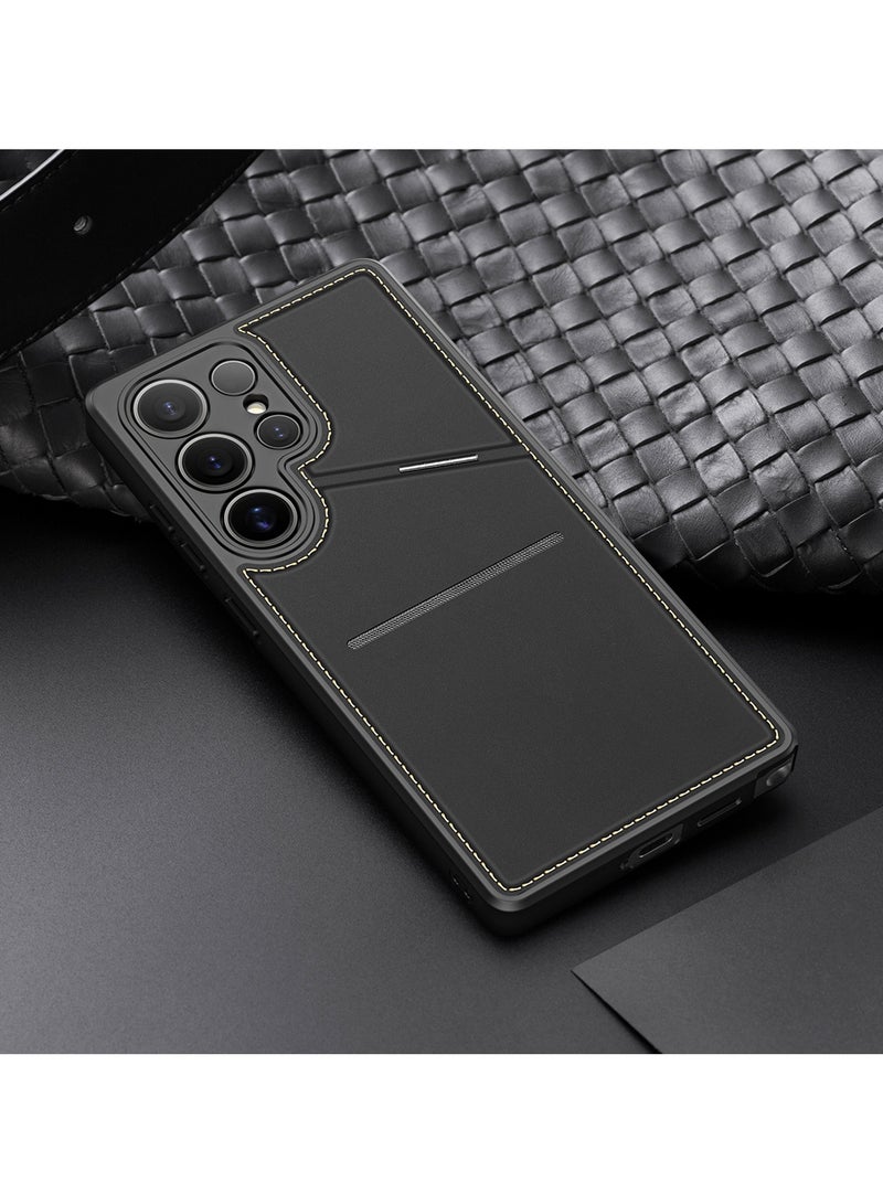 DUX DUCIS Rafi II Series Case for Samsung Galaxy S25 Ultra Case Wallet with Kickstand and Credit Card Holder Compatible with MagSafe Leather Heavy Duty Protective Case Cover (Black) - Image 2