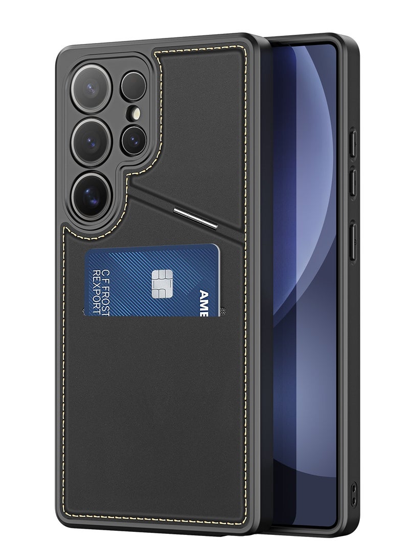 DUX DUCIS Rafi II Series Case for Samsung Galaxy S25 Ultra Case Wallet with Kickstand and Credit Card Holder Compatible with MagSafe Leather Heavy Duty Protective Case Cover (Black) - Image 1