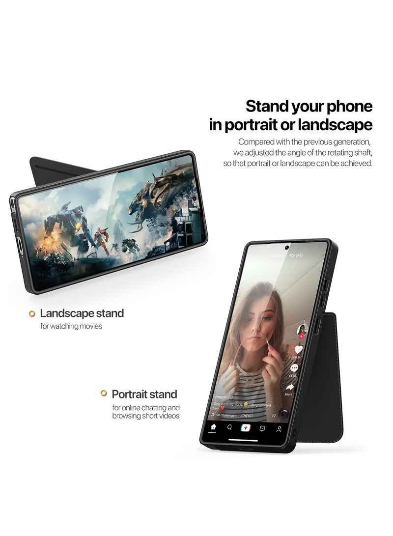 DUX DUCIS Rafi II Series Case for Samsung Galaxy S25 Ultra Case Wallet with Kickstand and Credit Card Holder Compatible with MagSafe Leather Heavy Duty Protective Case Cover (Black) - Image 4