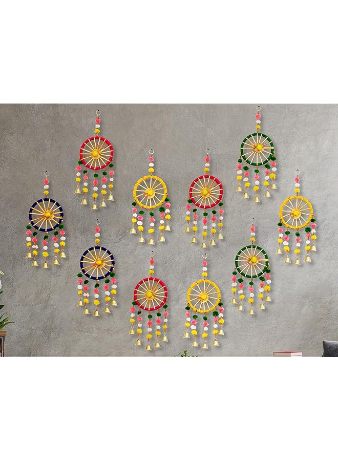 The Bros Handmade Colorful Wall/Door Hangings for Home Decoration (Pack of 10) Multicolor - Image 1