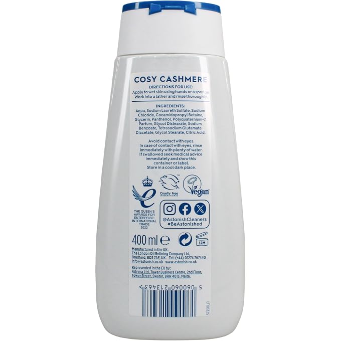 Astonish Shower Crme, Cosy Cashmere, Cleanses and Moisturises, Jasmine and Ylang Ylang Scented, 400ml - Image 2